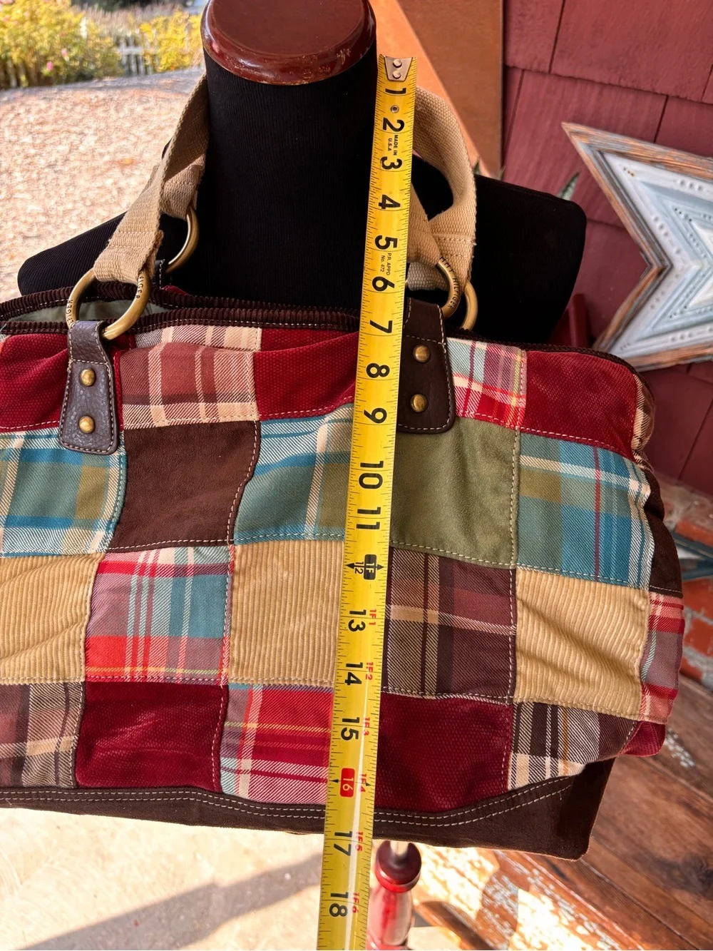 Vintage Y2K Tommy Hilfiger Y2K Womens Patchwork Corduroy Plaid Trim Purse